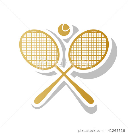 Two tennis racket with ball sign. Vector.... - Stock Illustration ...