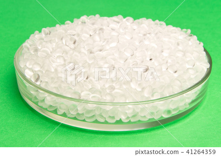 Plastic pellets. Transparent Polyethylene granules Plastic pellets. Transparent Polyethylene granules 41264359