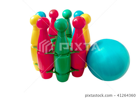 Bowling ball and pins isolated on white background Bowling ball and pins isolated on white background 41264360