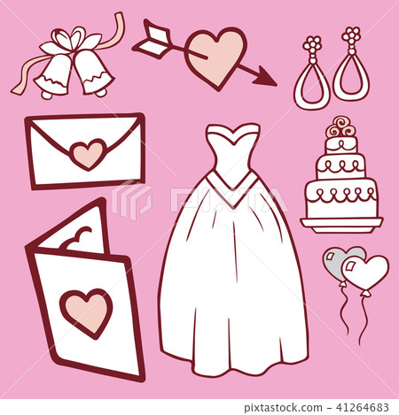 wedding outline hand drawn icons vector illustration married
