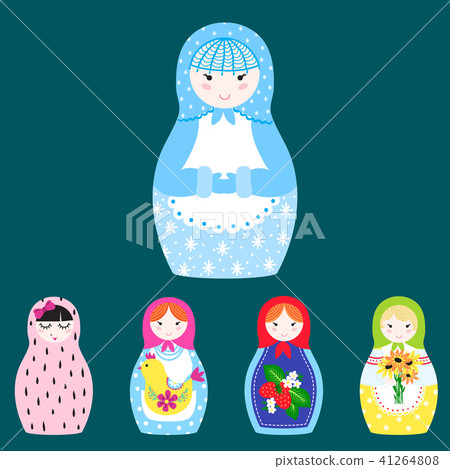Matryoshka vector traditional russian nesting doll toy with handmade ornament figure pattern with Matryoshka vector traditional russian nesting doll toy with handmade ornament figure pattern with 41264808