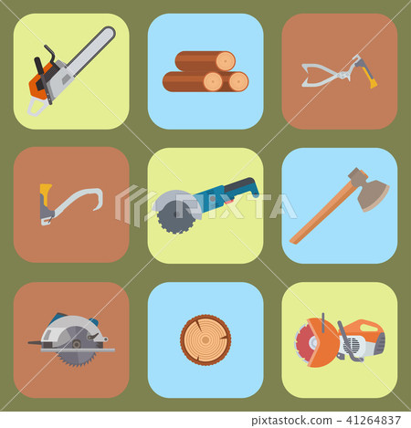 Sawmill woodcutter tools logging equipment lumber machine industrial wood timber forest vector 41264837