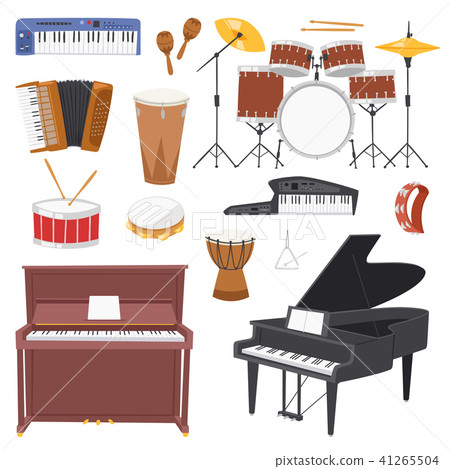 Musical instruments vector music concert with piano or musicians synthesizer and drum kit Musical instruments vector music concert with piano or musicians synthesizer and drum kit 41265504
