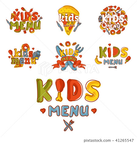 Kids organic menu hand drawn banner vector cartoon cute label cooking restaurant healthy fresh food. 41265547