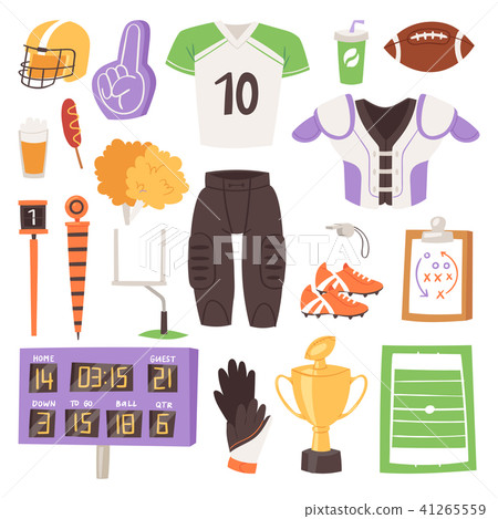 Rugby vector rugger sportswear and ball for competition on stadium illustration set of sportsman Rugby vector rugger sportswear and ball for competition on stadium illustration set of sportsman 41265559