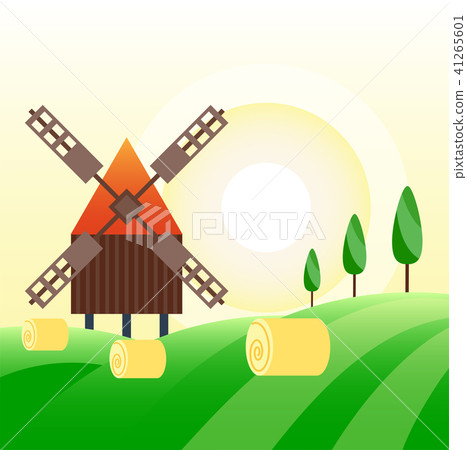 Farm Agriculture Banner Rural Landscape Stock Illustration