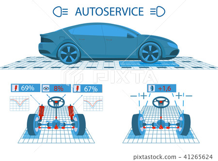 Car service. Scanning. Graphical interface. Diagnostic alignment of the wheels. Check of shock Car service. Scanning. Graphical interface. Diagnostic alignment of the wheels. Check of shock 41265624