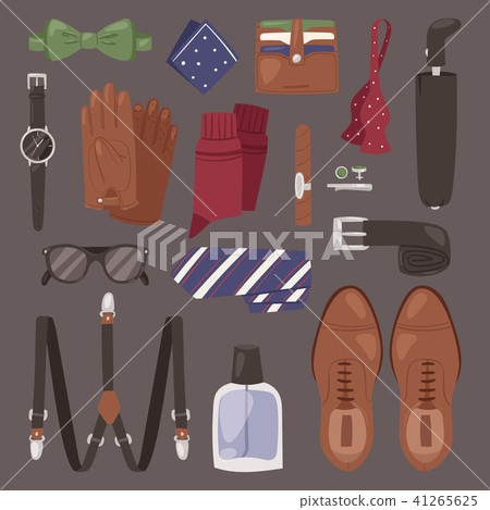 Man accessories vector male style gentleman wallet watch and belt illustration set of masculine 41265625