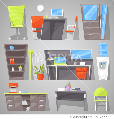 Office furniture vector furnishings design of table chair or armchair in furnished interior of Office furniture vector furnishings design of table chair or armchair in furnished interior of 41265628