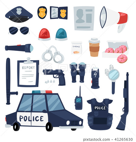 Police vector policy signs of policeman and police car illustration set of or policeofficers Police vector policy signs of policeman and police car illustration set of or policeofficers 41265630