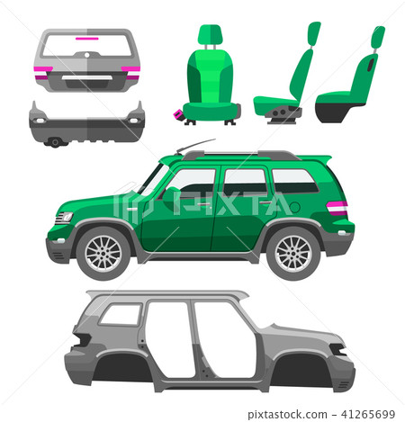 Car service parts flat auto mechanic repair of machines and equipment vector illustration Car service parts flat auto mechanic repair of machines and equipment vector illustration 41265699