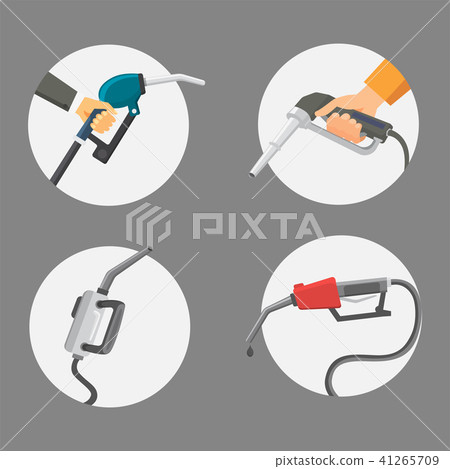 Filling gasoline station pistol in people hands refinery industry refueling petroleum tank service 41265709