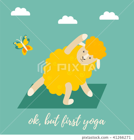 Cute cartoon sheep doing some yoga exercises 41266271