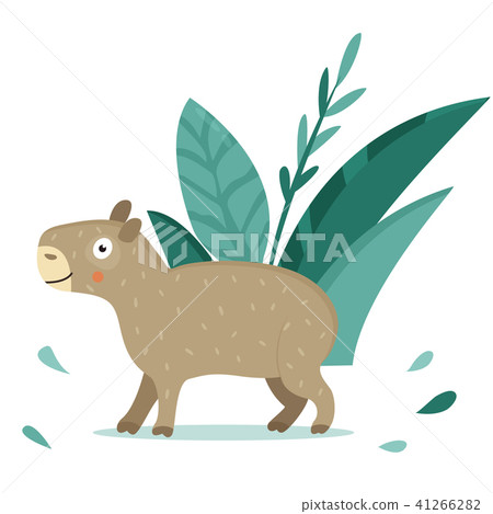 Bright poster with cute capybara in the jungle Bright poster with cute capybara in the jungle 41266282