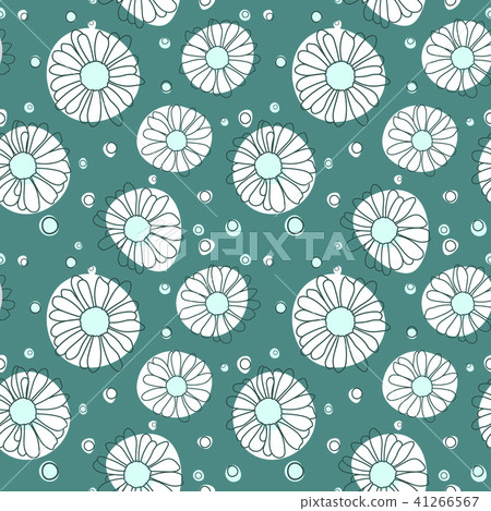 Seamless chamomile pattern on green background 41266567