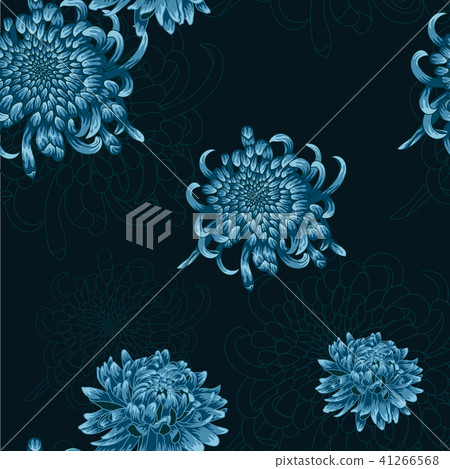 Seamless  floral pattern with blue chrysanthemums  41266568