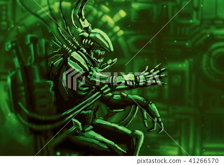 Cyborg pilot sits and manages the stranger ship 41266570