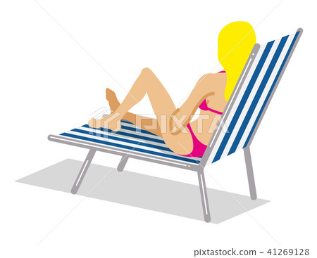 A woman lying on a deck chair - behind you A woman lying on a deck chair - behind you 41269128
