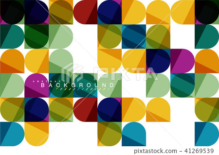 Round square geometric shapes on white, tile mosaic abstract background 41269539