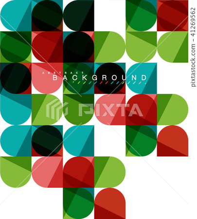 Round square geometric shapes on white, tile mosaic abstract background 41269562