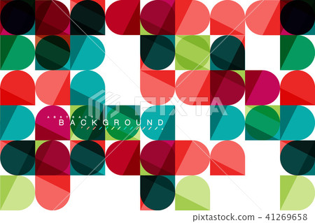 Round square geometric shapes on white, tile mosaic abstract background 41269658