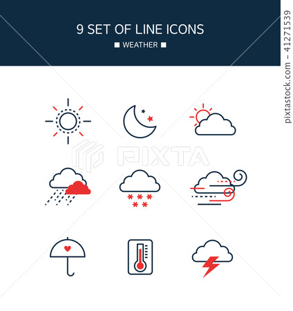 Red Point Weather Line Icon Red Point Weather Line Icon 41271539
