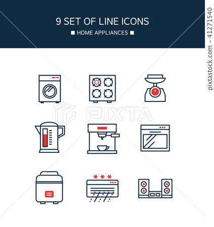 Red Point appliances line icon 41271540