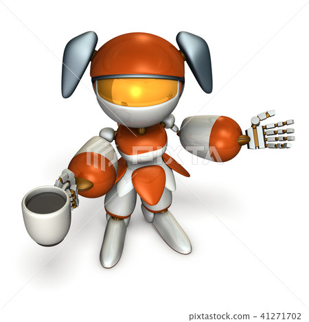 可愛的機器人,手裡拿著咖啡迎接你 可愛的機器人,手裡拿著咖啡迎接你 41271702