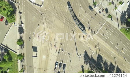 Aerial top down view of major city streets intersection in Leipzig Aerial top down view of major city streets intersection in Leipzig 41274124