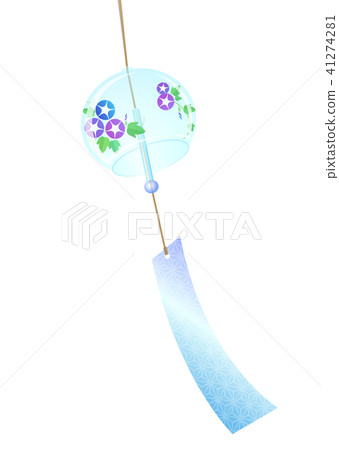 Morning glory pattern wind chimes (blue gradation) 41274281