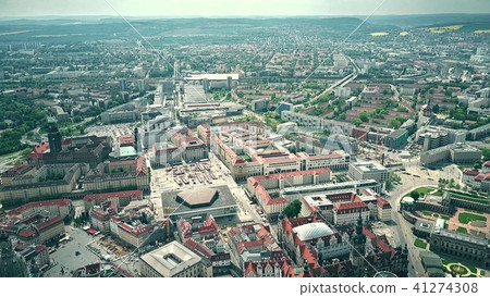 High altitude aerial view of historic part of Dresden, Germany 41274308