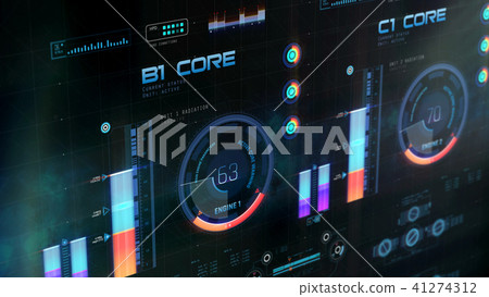 Engine data on futuristic screen, spacecraft Engine data on futuristic screen, spacecraft 41274312