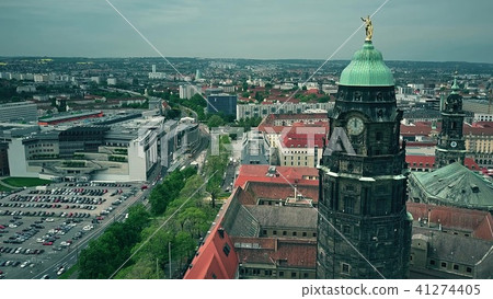Aerial view of City Hall clock tower and the townscape of Dresden Aerial view of City Hall clock tower and the townscape of Dresden 41274405