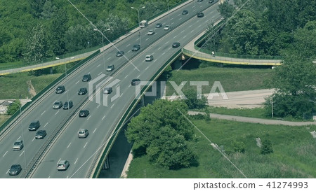 Aerial view of cars moving along the highway 41274993