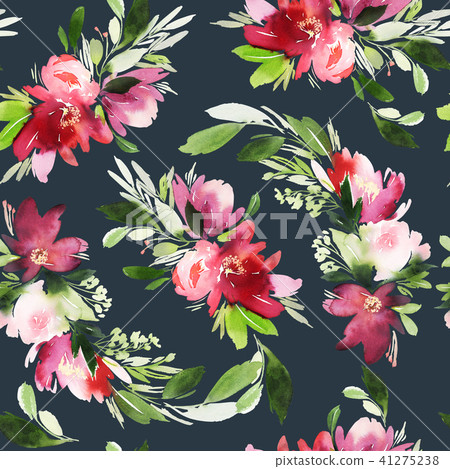 Seamless summer pattern with watercolor flowers - Stock Illustration ...