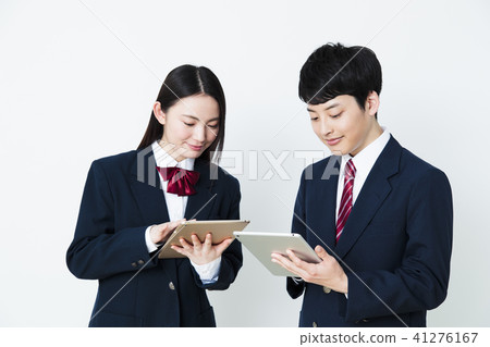 High school student study school female friend male couple High school student study school female friend male couple 41276167