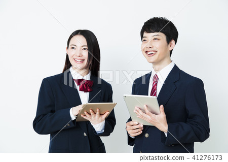 High school student study school female friend male couple 41276173