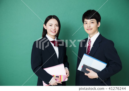 High school student study school female friend blackboard male couple 41276244