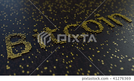 Bitcoin word made of moving golden numbers. Cryptocurrency mining or transactions related conceptual 41276369