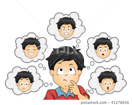 Kid Boy Think Emotion Illustration 41278058