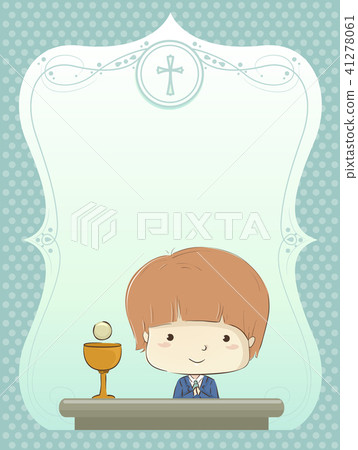 Kid Boy First Communion Invitation Illustration 41278061