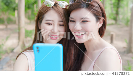 two beauty women selfie happily 41278271