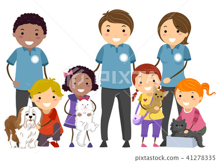 Stickman Kids Animal Shelter Pets Illustration 41278335