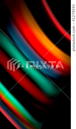 Abstract wave lines fluid rainbow style color stripes on black background. Artistic illustration for 41279593