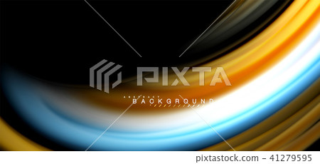 Multicolored wave lines on black background design 41279595