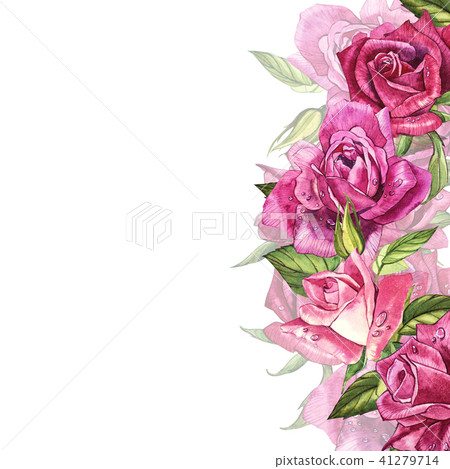 Vintage roses template. Watercolor illustration. Design elements for cards, invitations and textile 41279714