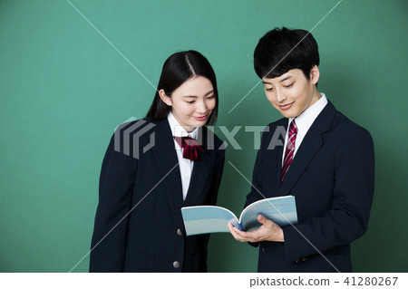 High School Student Male Female Blackboard Friend Testing Education Learning High School Student Male Female Blackboard Friend Testing Education Learning 41280267