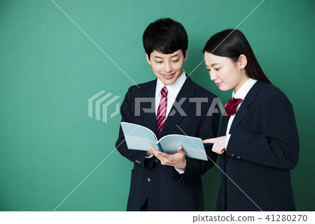 High School Student Male Female Blackboard Friend Testing Education Learning 41280270