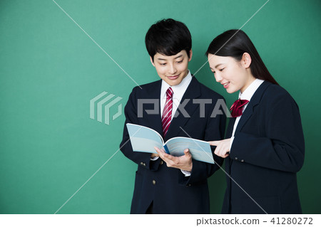 High School Student Male Female Blackboard Friend Testing Education Learning 41280272