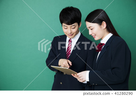 High School Student Male Female Blackboard Friend Testing Education Learning 41280290